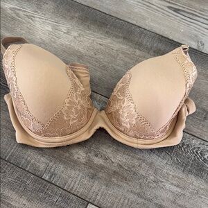 Soma Tan Lace Trim Bra with Satin Finish